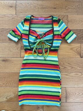 Edikted Multicolor Striped Mini Dress - Green, Red, Yellow, Blue